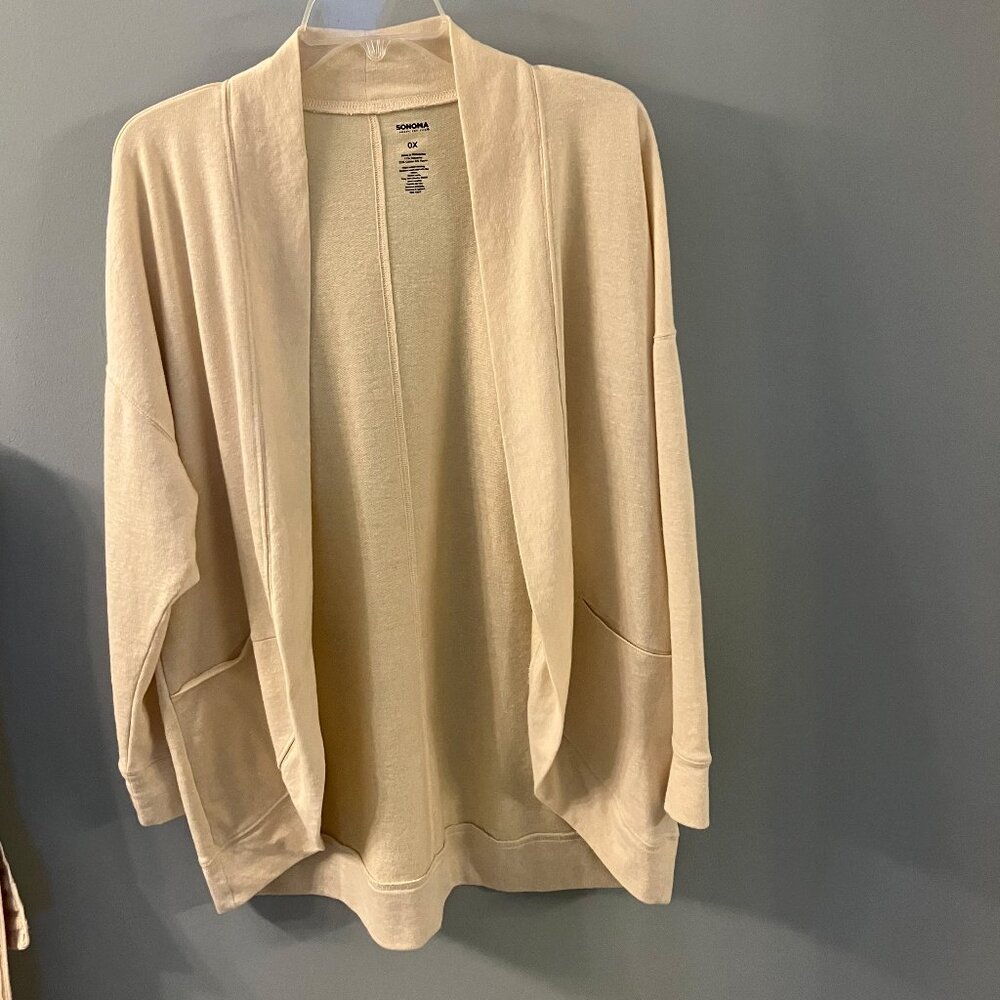 Sonoma Goods for Life Women's Cream Open Front Cardigan Size OX